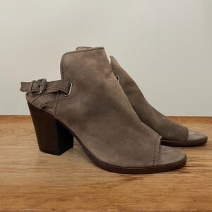 Frye Dani Brown Leather Shield Sling Open Toe Sandals Shoes Heels Women’s Sz 10